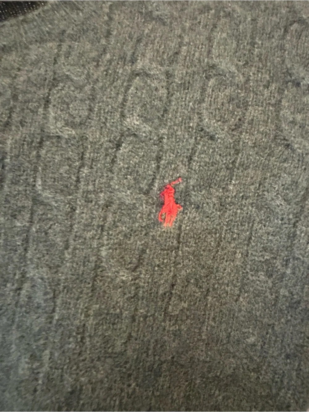 Ralph Lauren Green Cable Knit Sweater with Red Polo Logo